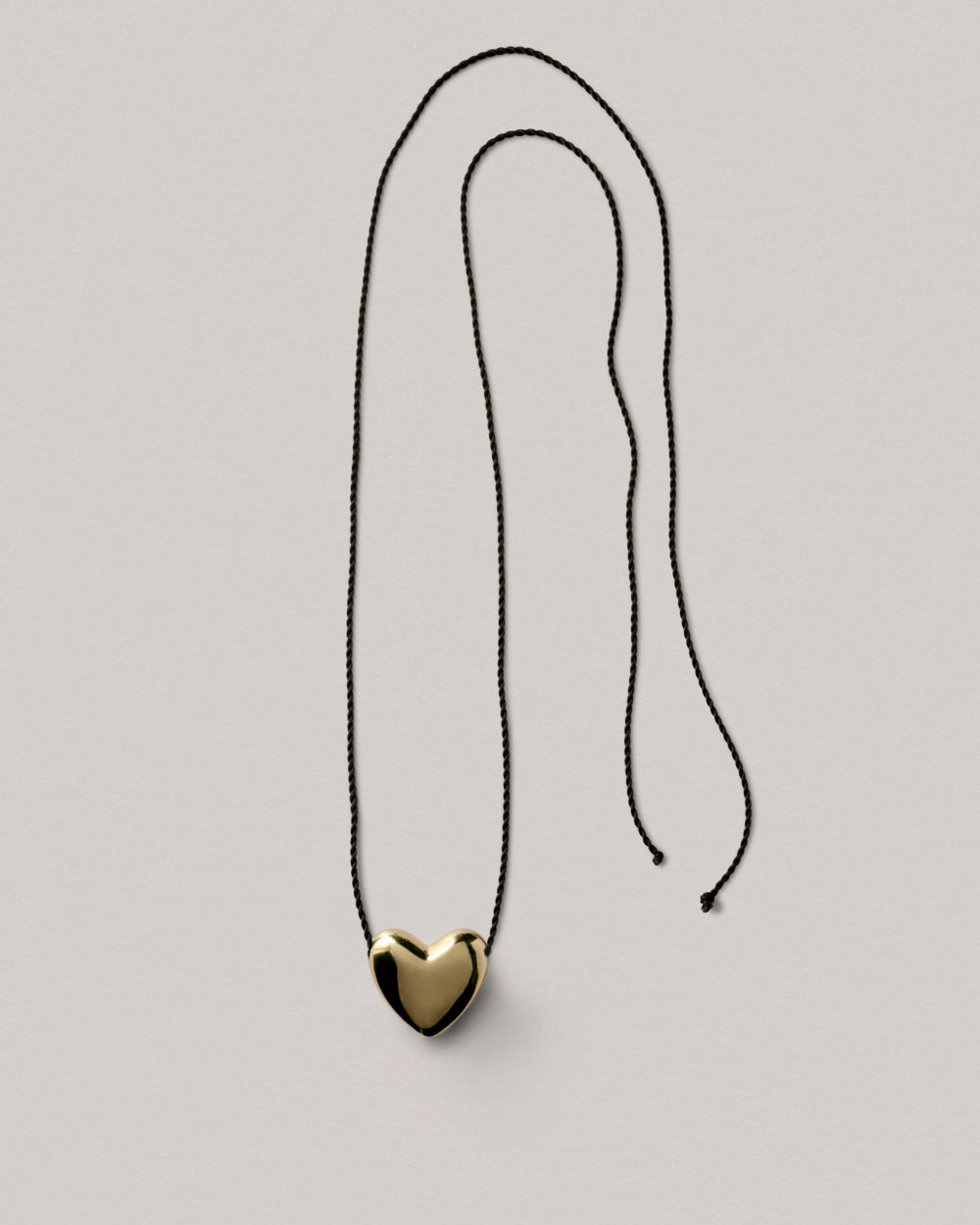 Large Heart Necklace - Sterling Silver Heart Pendant on Silk Twine