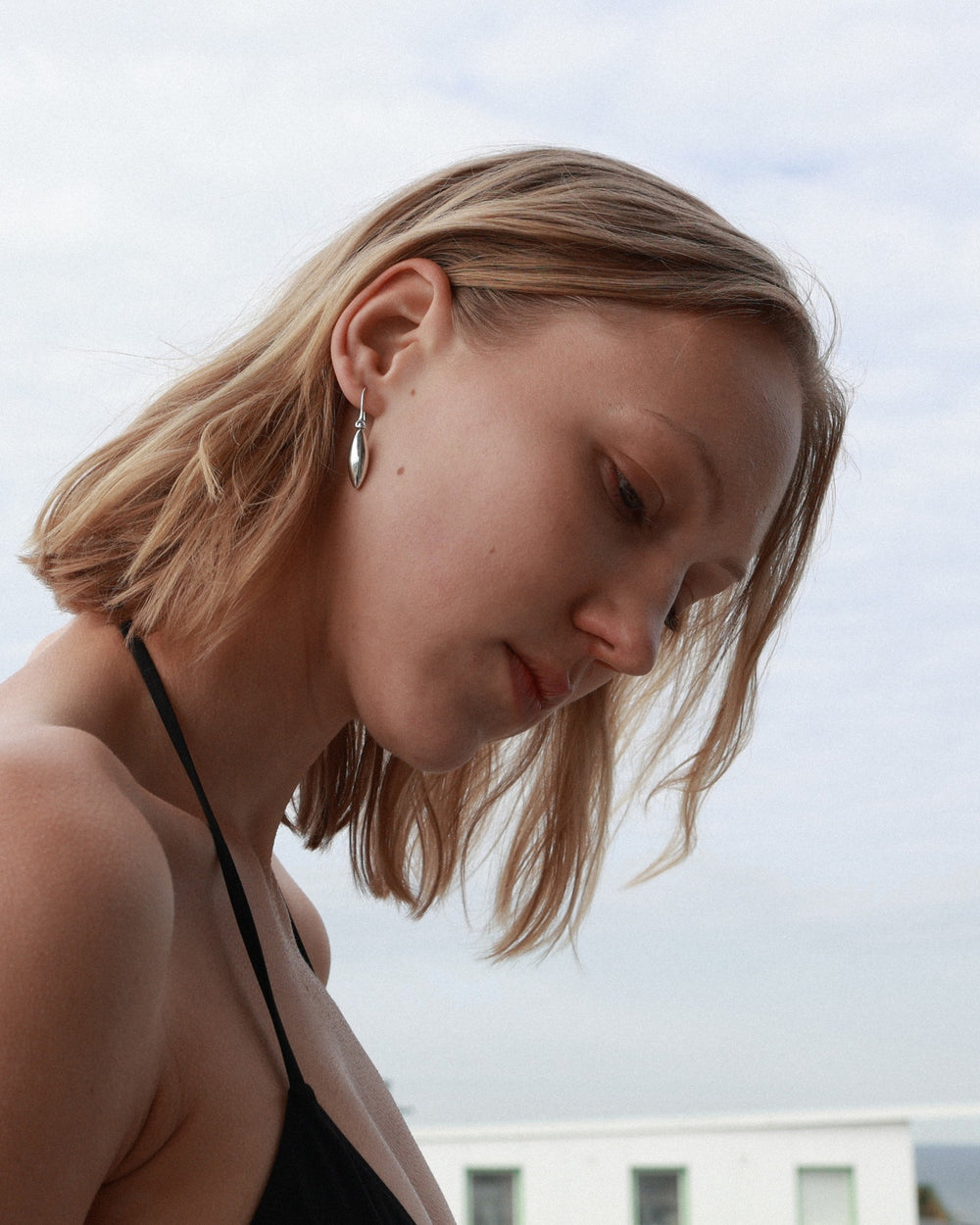 Small Elongated Ellipse Earrings