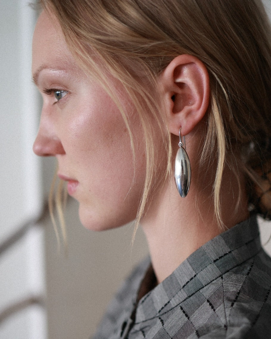Large Elongated Ellipse Earrings