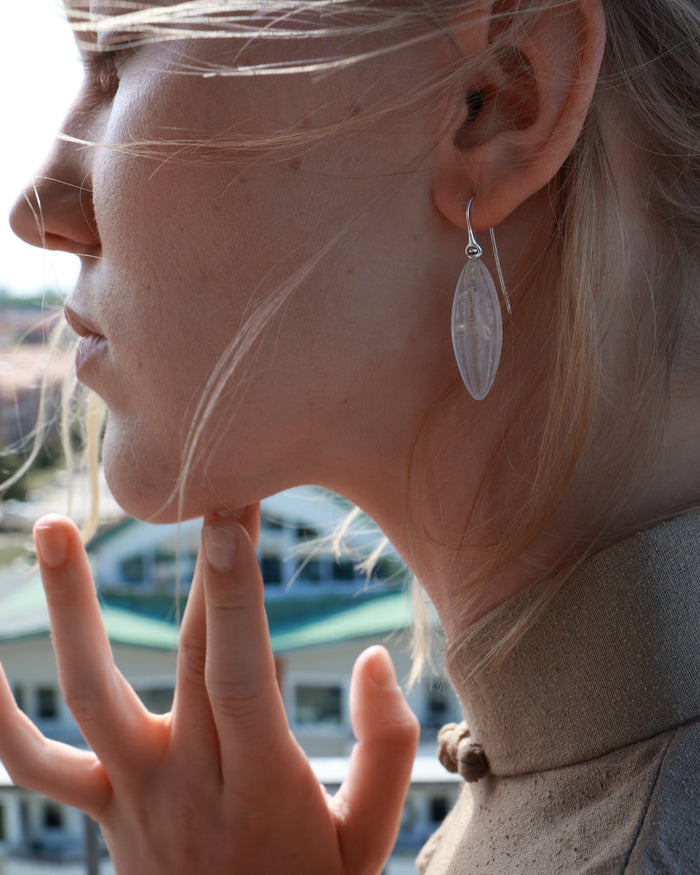Large Elongated Ridge Earrings