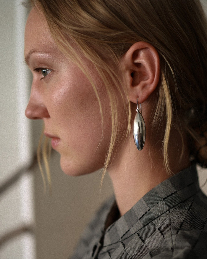 Large Elongated Ellipse Earrings