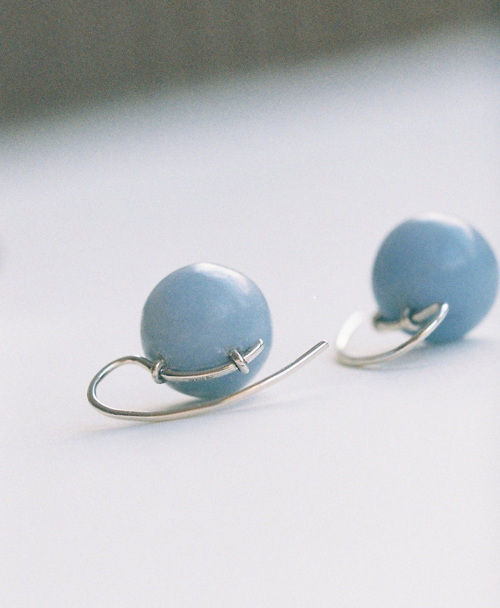 Stone Sphere Drop Earrings